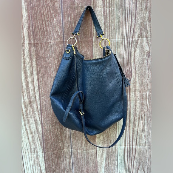 Michael Kors Fulton XL slouch pebbled leather logo hobo shoulder bag pur… - Picture 1 of 7